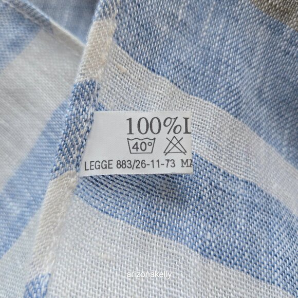 Linen Scarf Stripe Made in Italy Blue White Grey - Picture 6 of 11